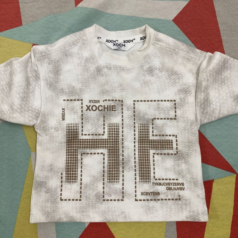Xoch Off-Shoulder T-shirt for Kids – White & Brown